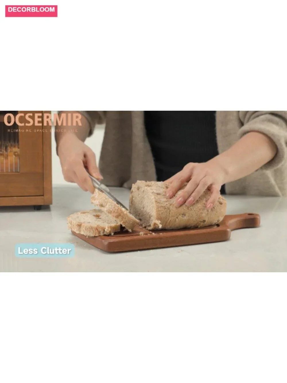 Wooden Bread Box 2 Tier with Acrylic Door and Adjustable Shelf for Kitchen